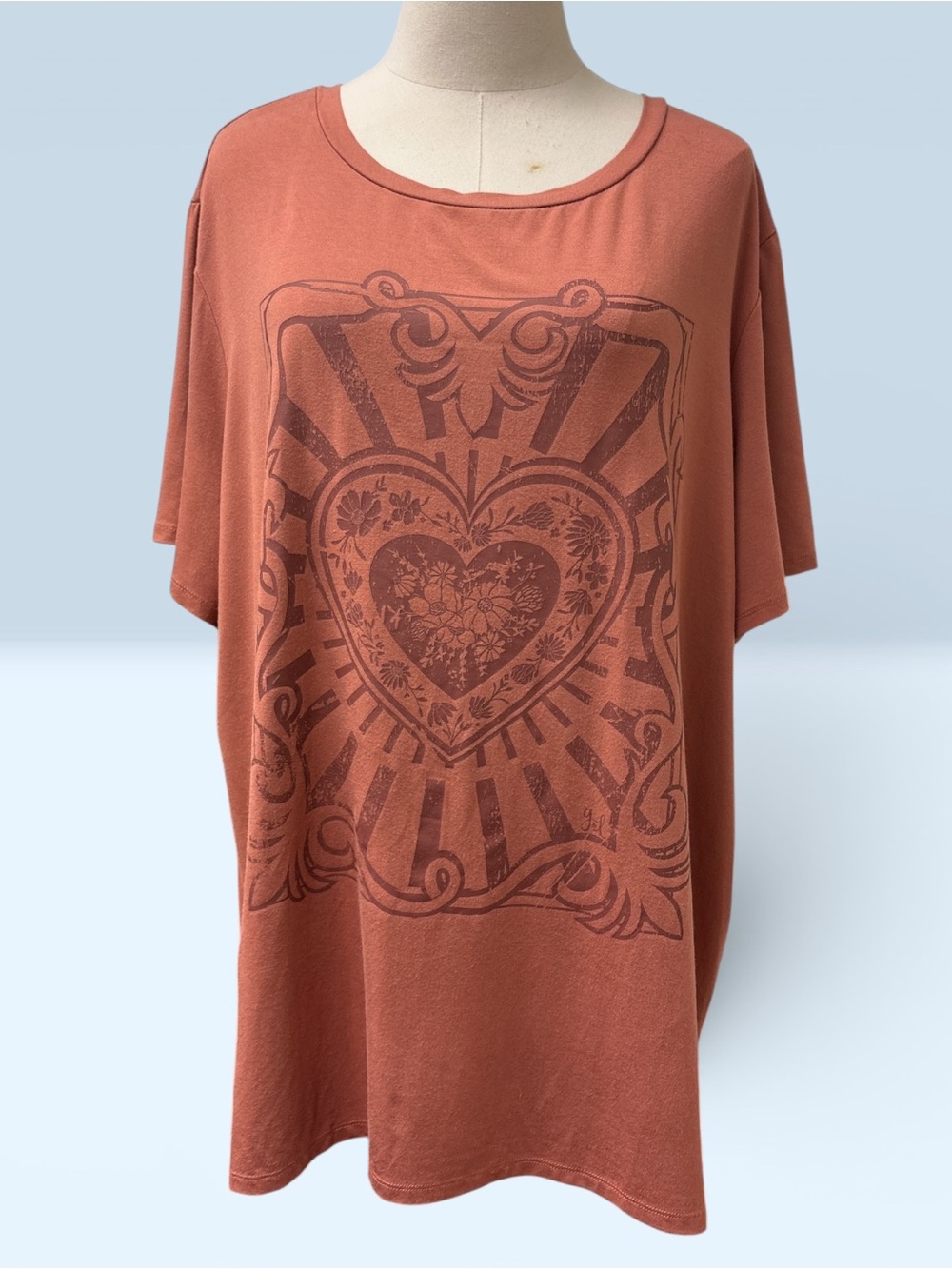 *LIKE NEW* Grace & Lace Women's Rust Graphic Heart Tee